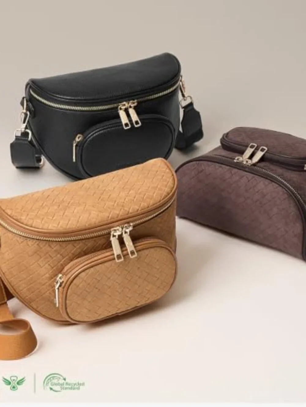 Crossbody Bum Bag Structured Fanny Pack RFID Vegan Leather Suede Adjustable